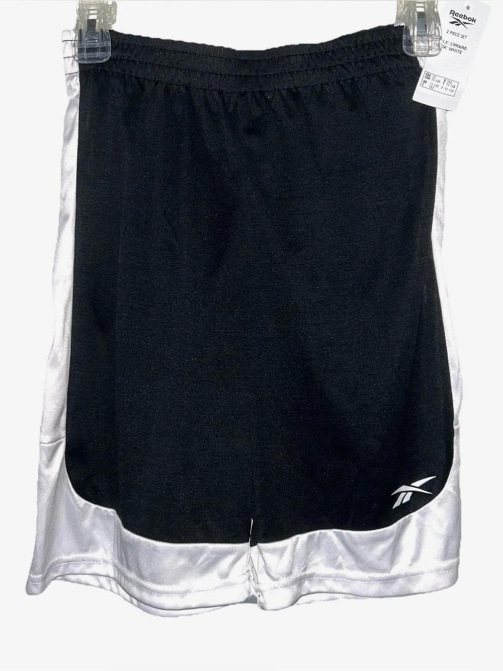Reebok Boys’ Athletic Shorts Black With White Panel Trim 8-in Inseam Size 12